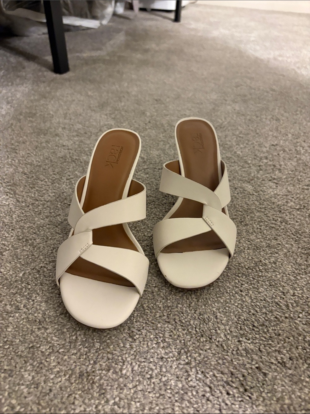 Crisscross Cream Slide Heels
